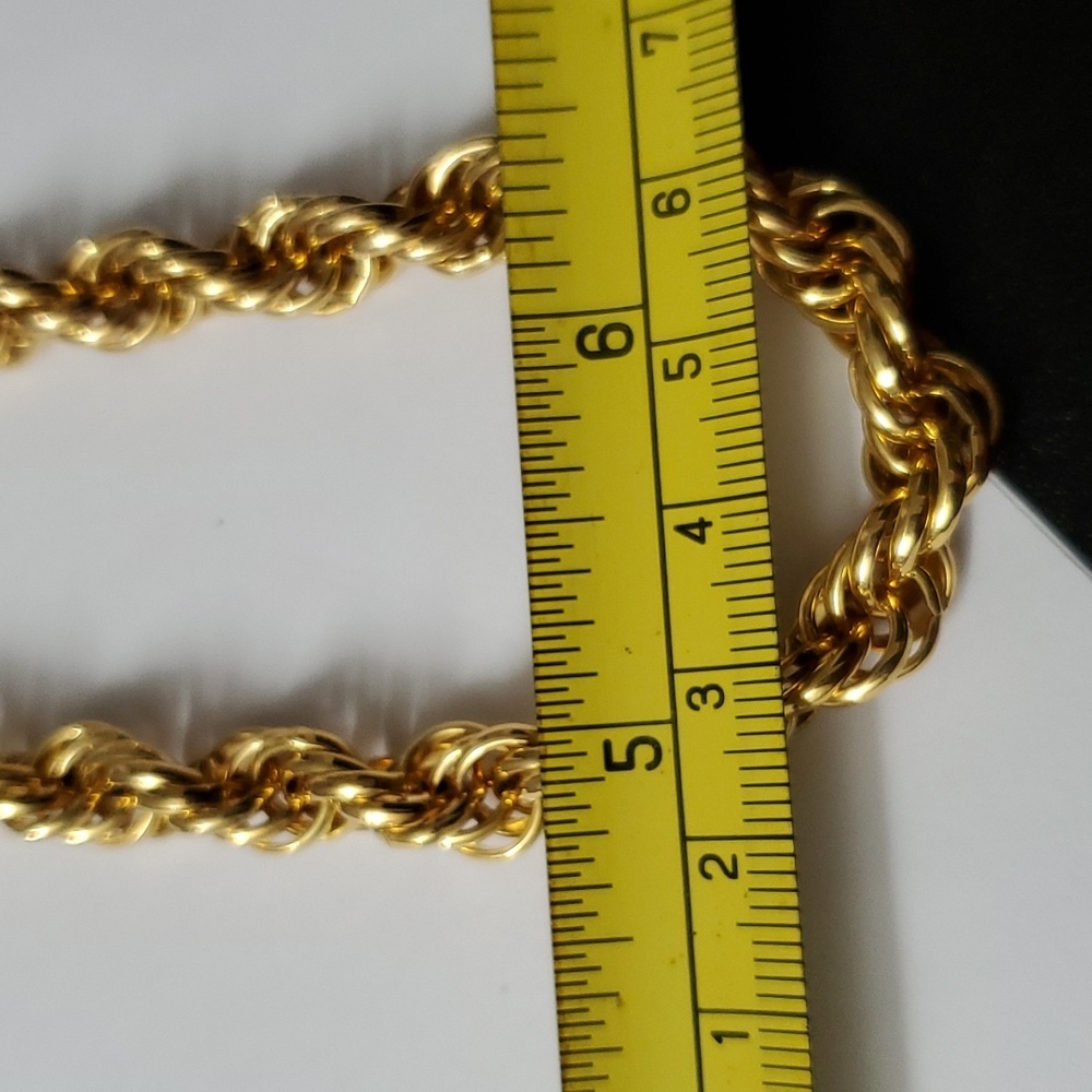 Stamped 18K Gold Rope Twisted Rope Italian Plated Necklace - Picture 5 of 6